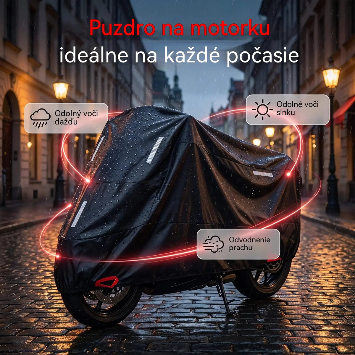 🏍️ Dnes zľava 50 %! Univerzálna plachta na motocykel | Vodoodolná, trvácna a s ochranou proti UV žiareniu | Vhodná pre väčšinu motocyklov | Bezpečnostné oká a zosilnené švy | Ideálna na vonkajšie použitie 🌧️☀️