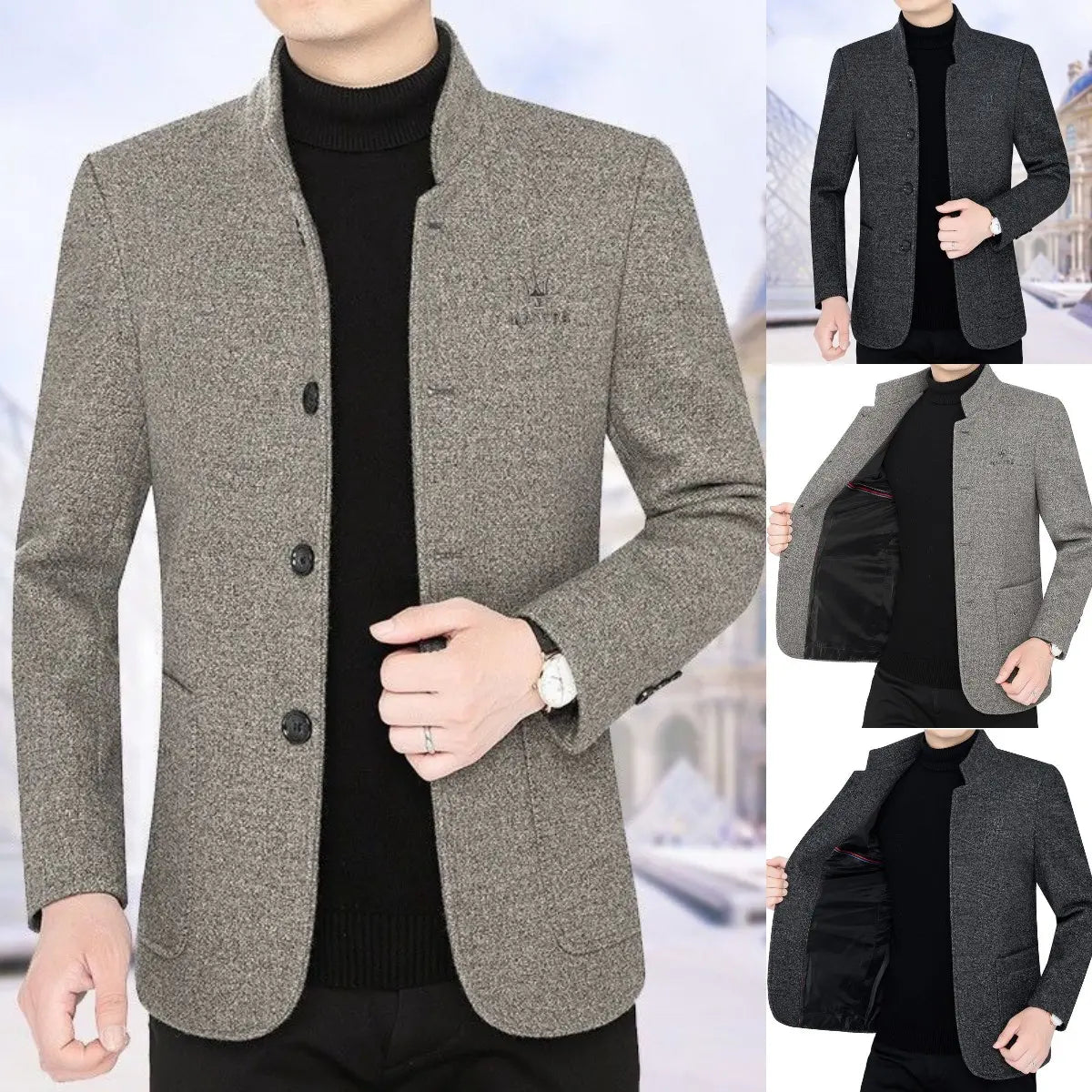 【M–4XL】hrubý pánsky vlnený sveter s velúrovou podšívkou